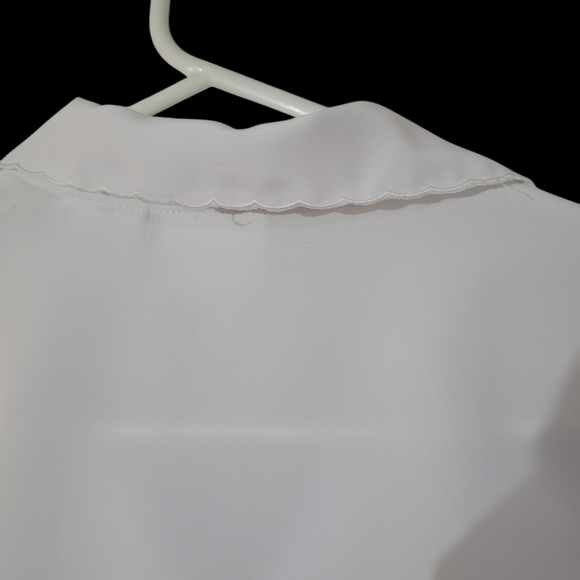 Elizabeth Williams Sz Lg White Long Sleeved Button Down Blouse - Picture 7 of 8